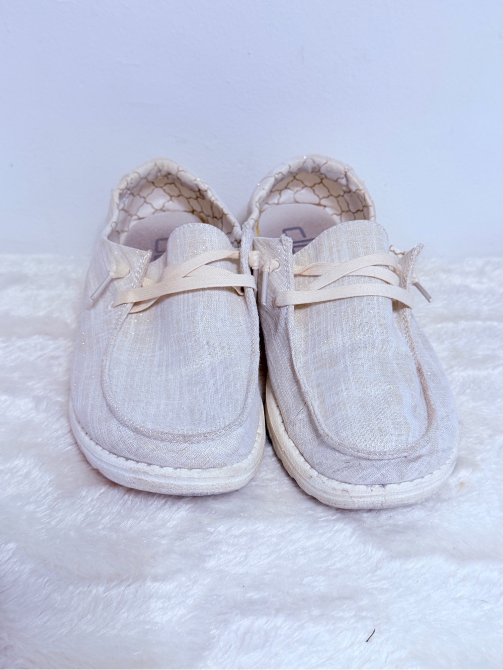 Hey Dude Wendy Stretch White Sparkling Size 8